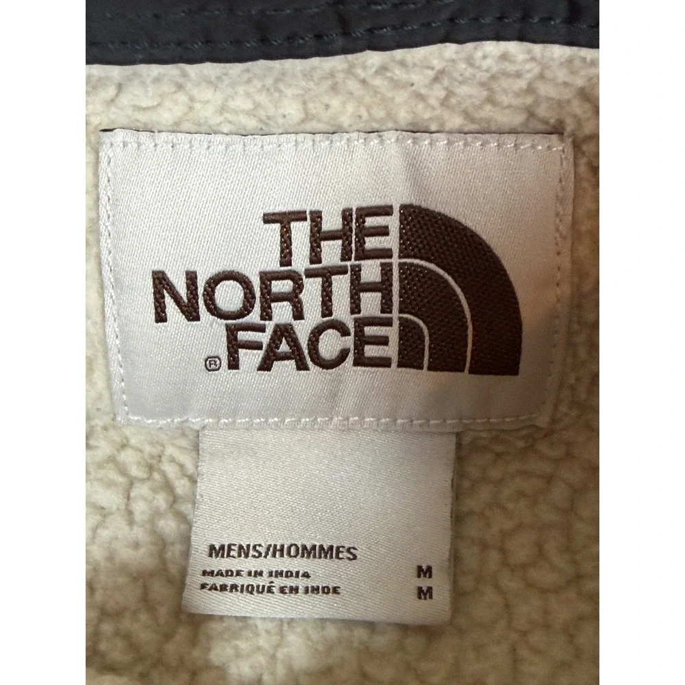 The North Face Mens Sherpa Lined Flannel Shirt Jacket Gray Plaid Size M Medium